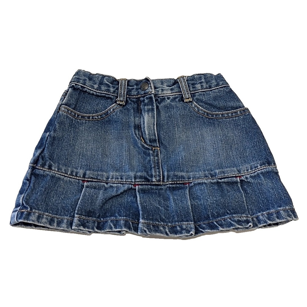 Janie and Jack Denim Skirt Girls 2T Blue Pleated Ruffle Hem Mini Skirt